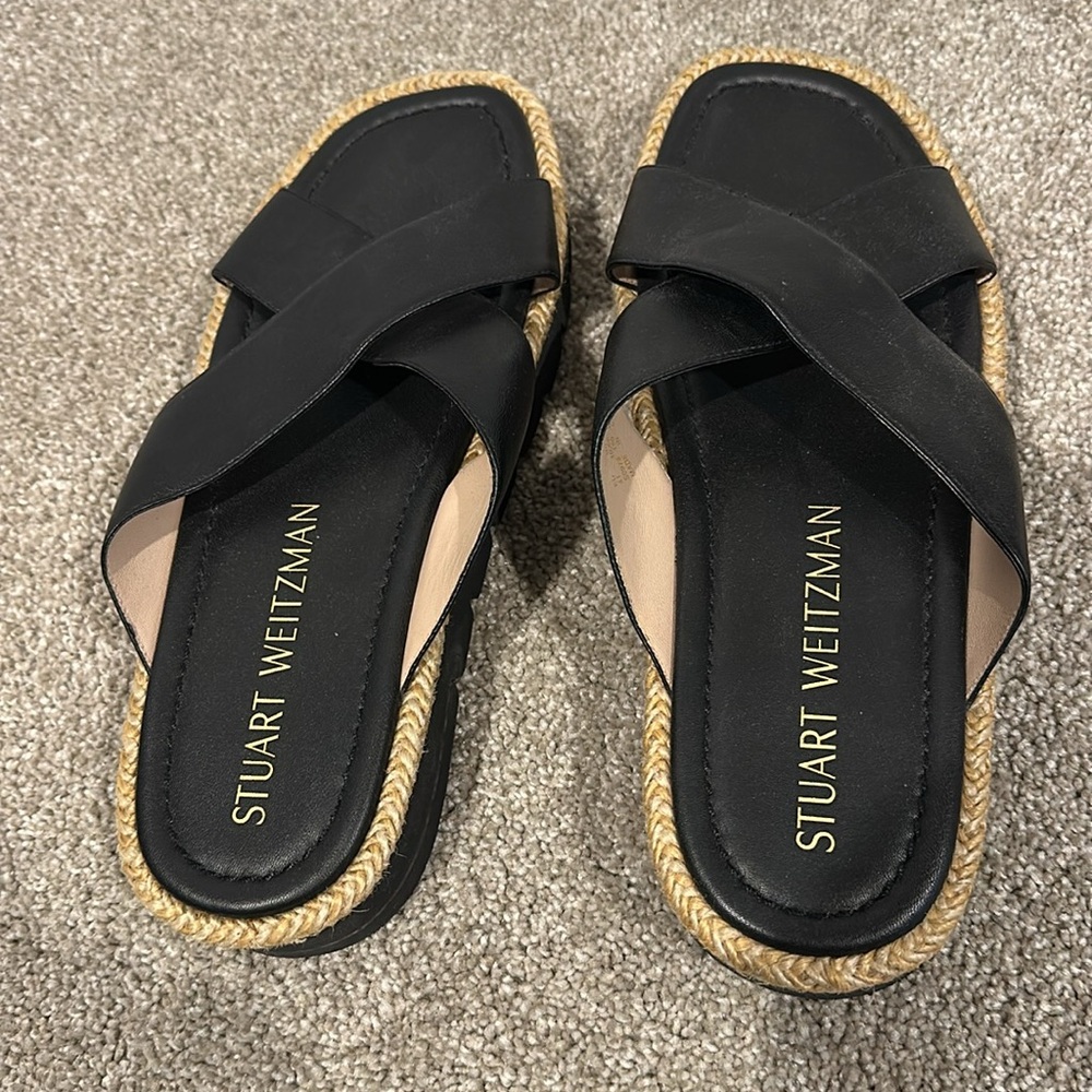 Stuart Weitzman Women’s Roza Lift Slides Sandals Size 10.5 Leather Luxury EUC - Picture 4 of 8